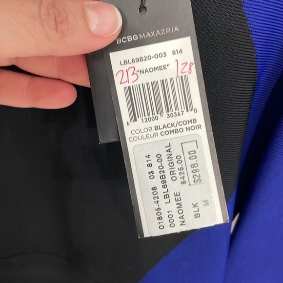 BCBGMAXAZRIA Ribbed Two-Tone Bodycon Mini Dress in Blue/Black - Picture 9 of 16